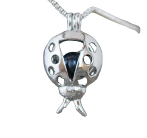 Silver Plated Ladybug Pearl Cage