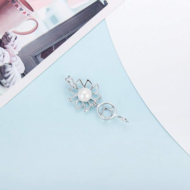 Silver Plated Sunflower Edison Pearl Cage